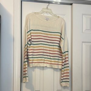 A.C.O.A. Cream Stripe Crewneck Sweater